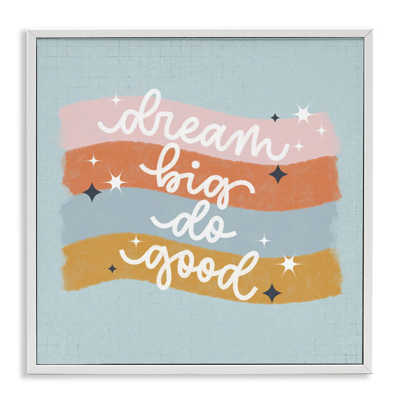 Giclée encadrée Dream Big Do Good, design par Sarah Hickman, H 12 po x l 12 po, Estampe numérique encadrée blanc bord de mer