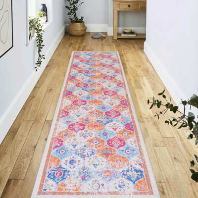 Tapis lavable crème 2 pi 6 po x 10 pi, antidérapant pour salon, chambre à coucher, cuisine, tapis en tissu statique lavable, salle à manger