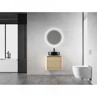 Meuble-lavabo mural 24 po avec lavabo d'art en céramique et 1 porte à fermeture en douceur, contreplaqué
