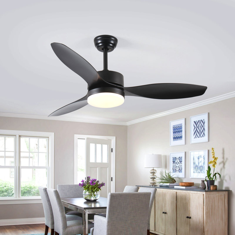 Ventilateur de plafond 52 po intérieur / extérieur avec ensemble d'éclairage DEL - noir