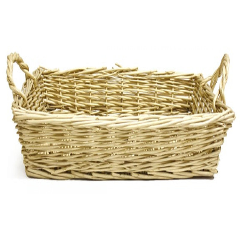 Panier en saule avec poignée, H 3,5 po x l 16 po x P 12 po