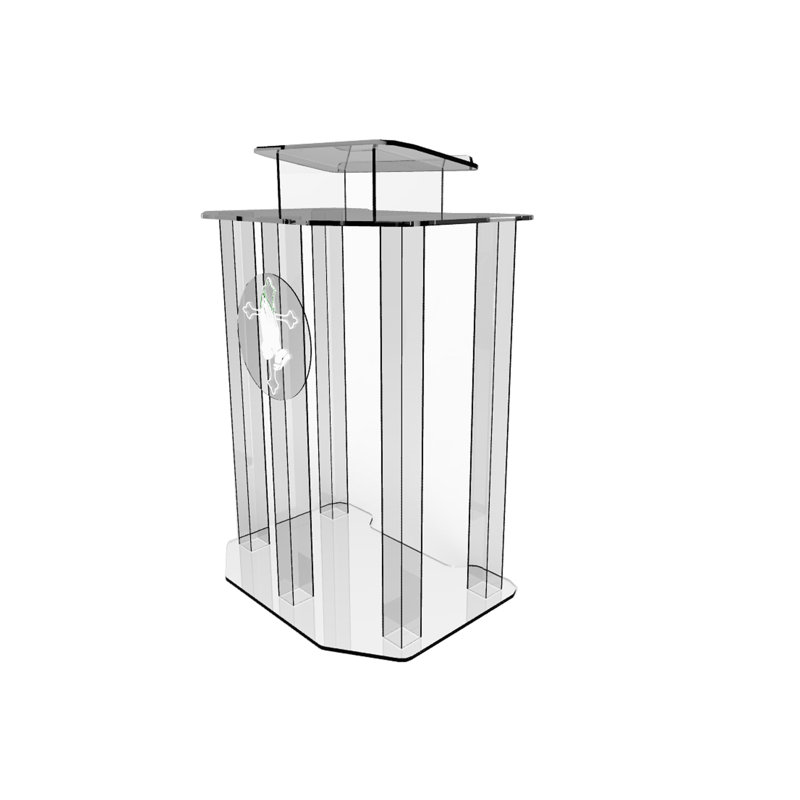 Grand pupitre en bois acrylique Podium, Argent transparent