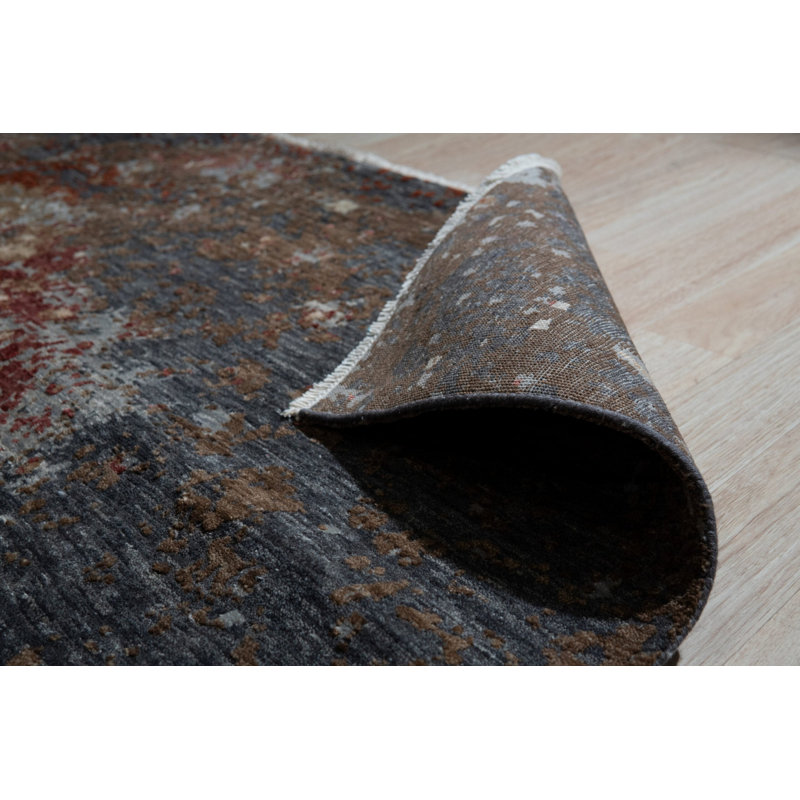 Lydia Lila Earthy Rustic Modern Hand Knotted Wool Abstraction Rug 9'0" x 12'0", Rectangle 9' x 12'