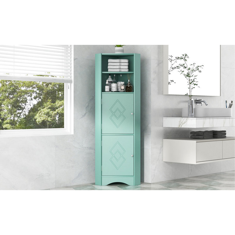 Armoire de rangement de coin autoportante pour salle de bain, Vert