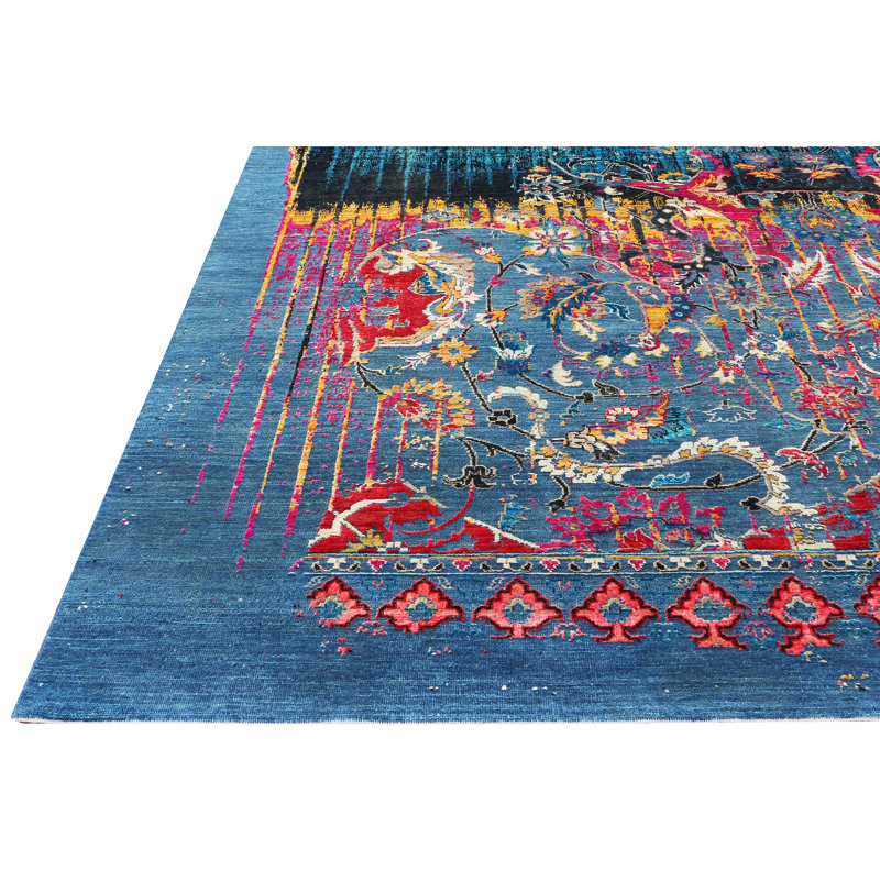 Handmade Silk and Wool Area Rug, Rectangle 9' x 12'