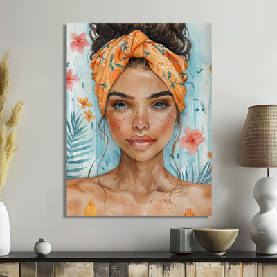 Pink Blue Self Care Woman In Bathroom II - Bathroom Wall Decor