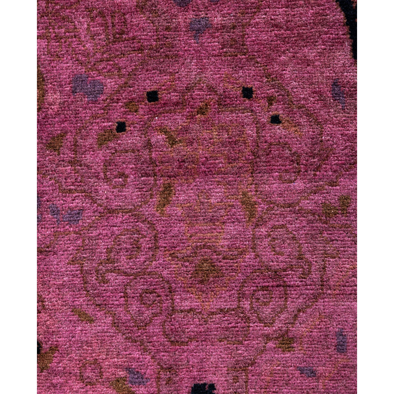 Overdyed Hand-Knotted Wool Modern-Contemporary Purple Runner 2' 7" x 8' 3"
