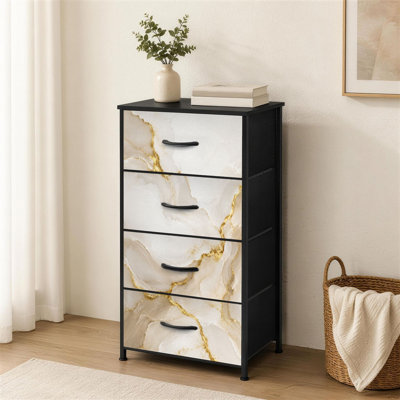 Commode à 4 tiroirs pour chambre à coucher en marbre blanc et or Petite commode pour vêtements