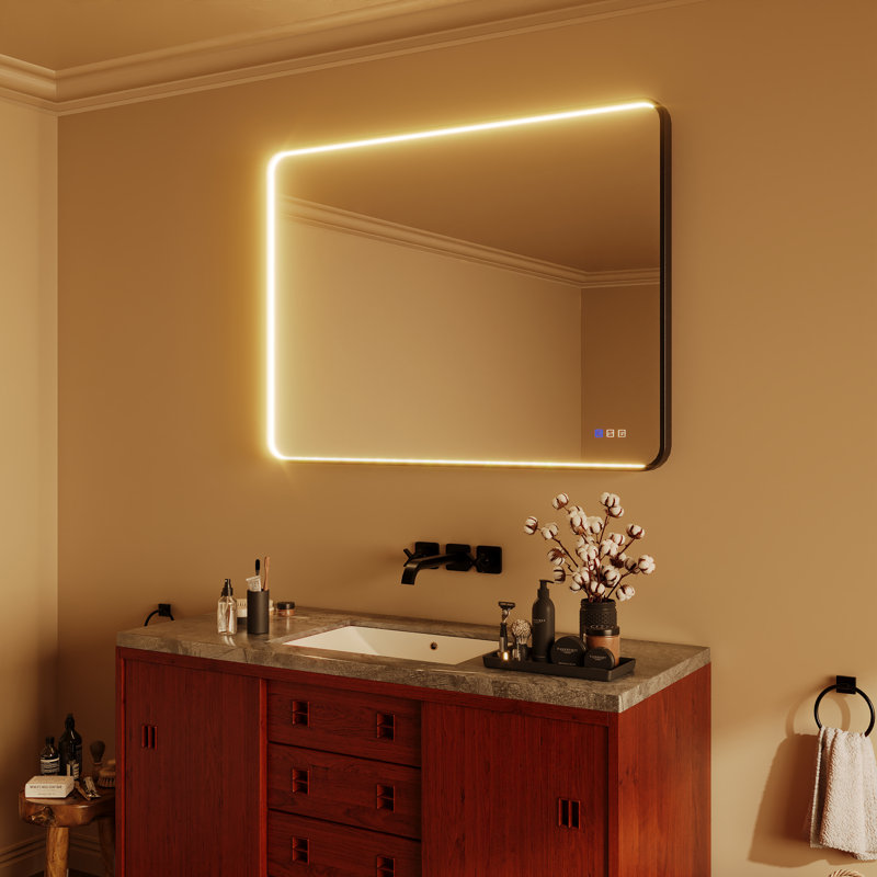 Miroir de salle de bain rectangulaire en aluminium, 36 po x 28 po
