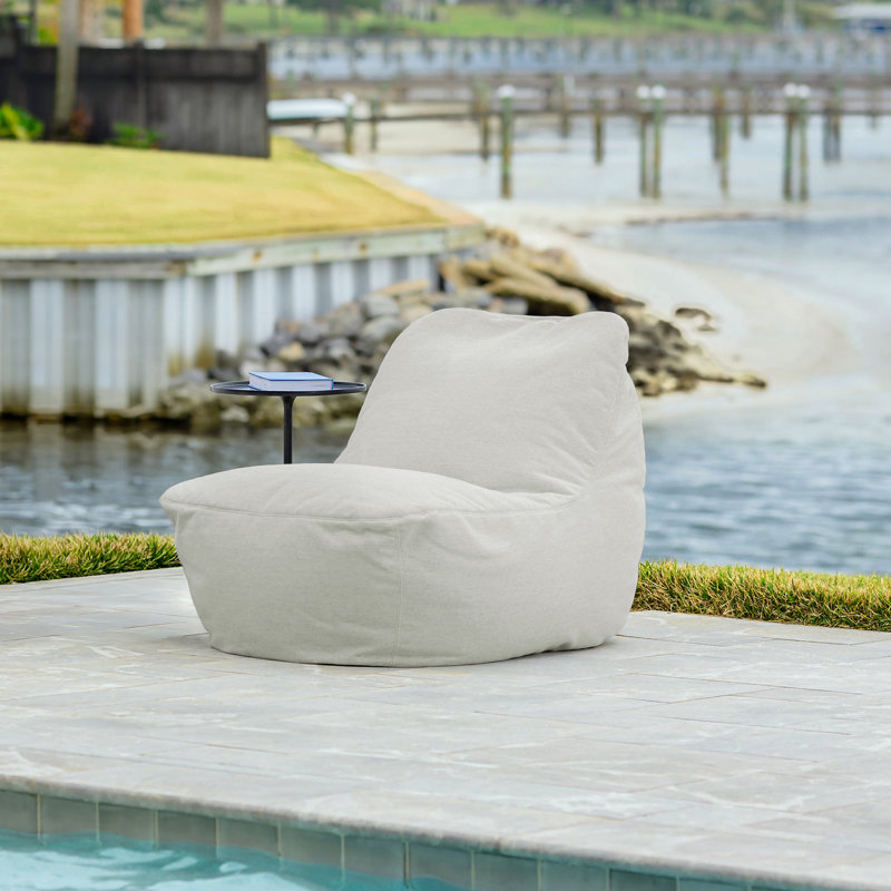 Big Joe Luft Lightweight Outdoor Patio Chair, Premium Sunbrella Fabric, ComfortFlow Bean Filling, Nightfall, Sunday Gray