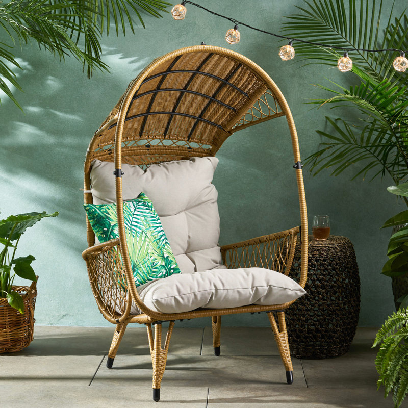 Fauteuil panier de jardin décontracté avec faux coussins et coussins d'eau, tissu haut de 57,18 W 32,64 po