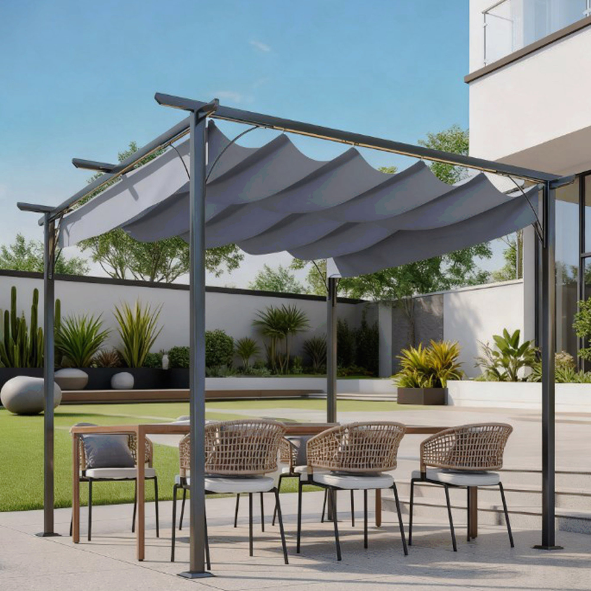 Ning Gazebo HDPE Plastic, For Outdoor Use With Retractable Canopy | Wayfair