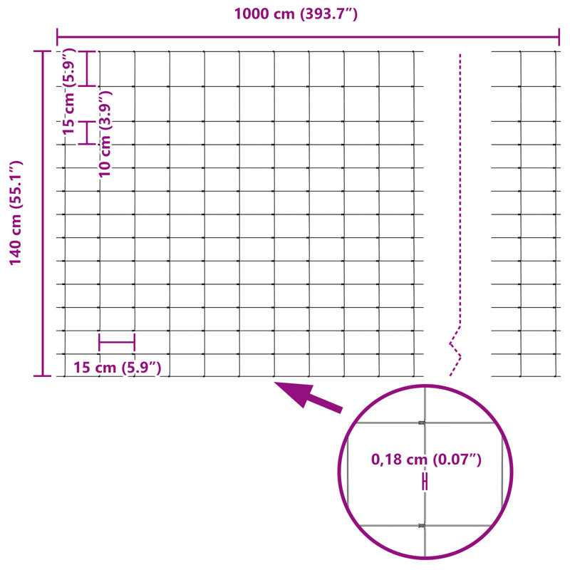 Field Fence Galvanised Steel, 140cm H x 1000cm W