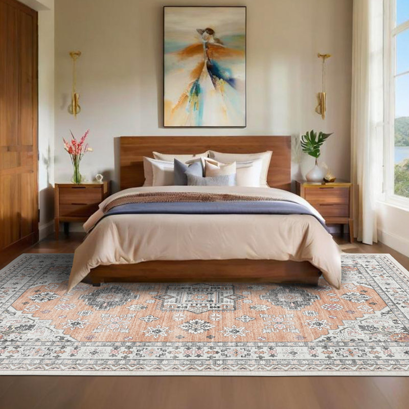 Vintage Area Rug for Living Room - Soft Low-Pile, Machine Washable, Non-Slip & Mark Resistant Carpet - Non-Shedding - Bedroom & Dining Decor - 9x12ft (274x366cm), Cream White, US Specs