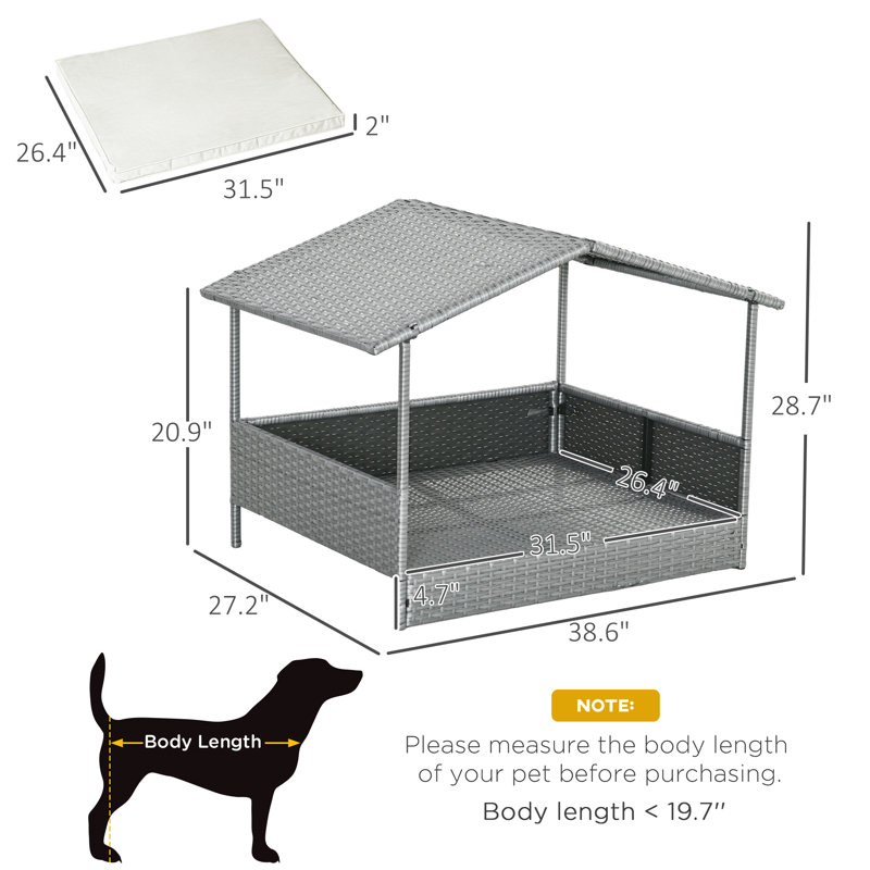 Niche pour chien en osier Pawhut, Blanc
