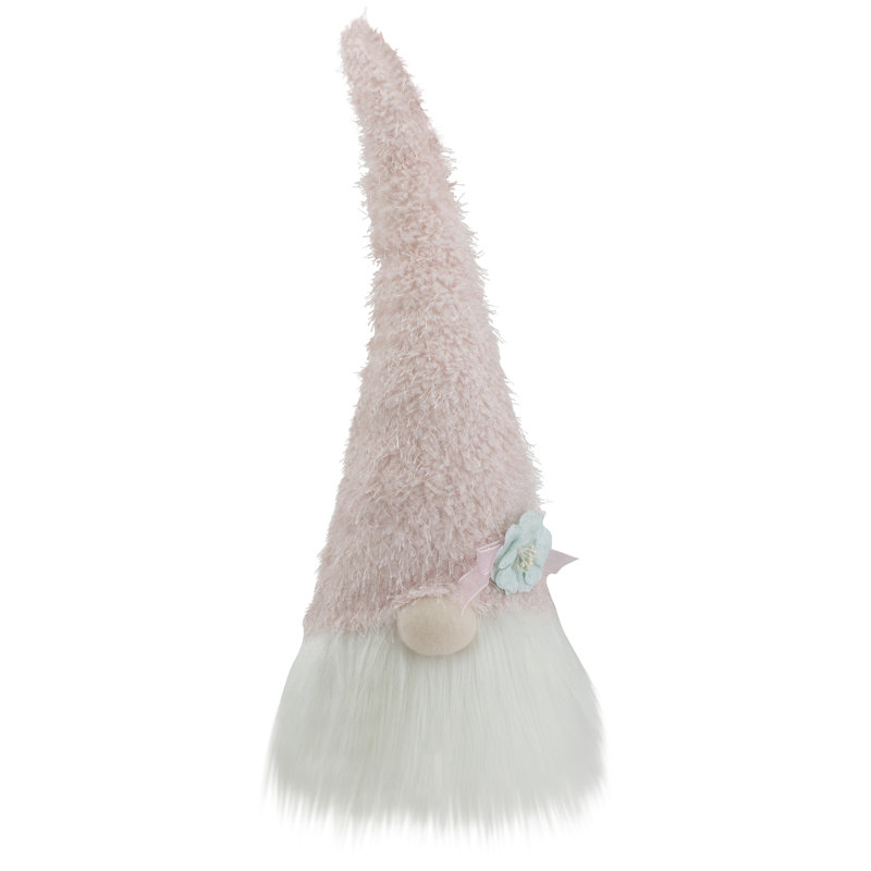 Tête de table 16 "rose et blanche avec gnome de printemps et de Pâques avec une fleur bleue