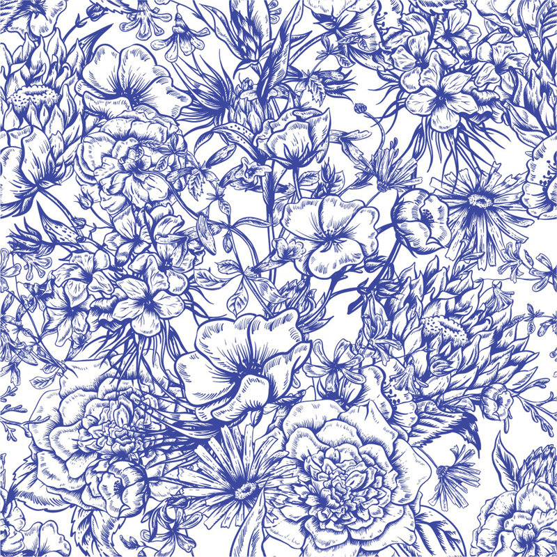 Floral Wall Mural, 8.33" W x 8.33" L