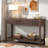 Modern Console Table With Striped Design, 2 Drawers And 2-tier Design-848461327