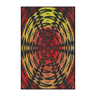 Tapis noir/rouge/jaune à motifs