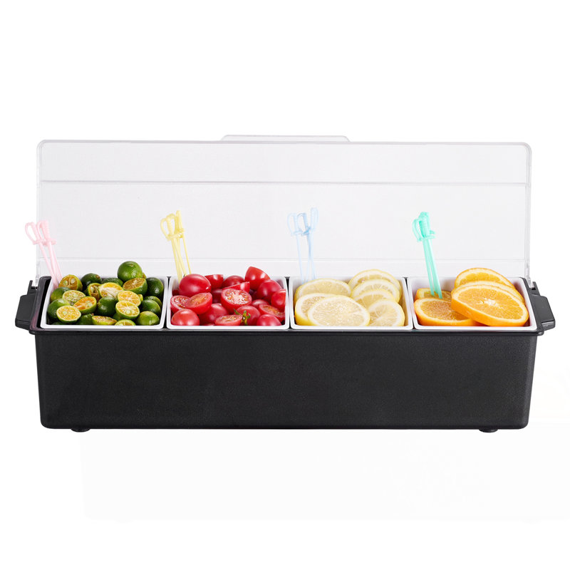 Plateau de service froid 4 compartiments avec couvercle pour fruits