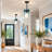 Levona 1-Light Kitchen Island Pendant, Hand-Blown Gradient Blue Water Glass, Height Adjustable-1352255197-1359453733