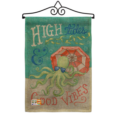 En toile jute vertical à 2 côtés 19 po x 13 po de mer octopus goods côtier drapeau de jardin