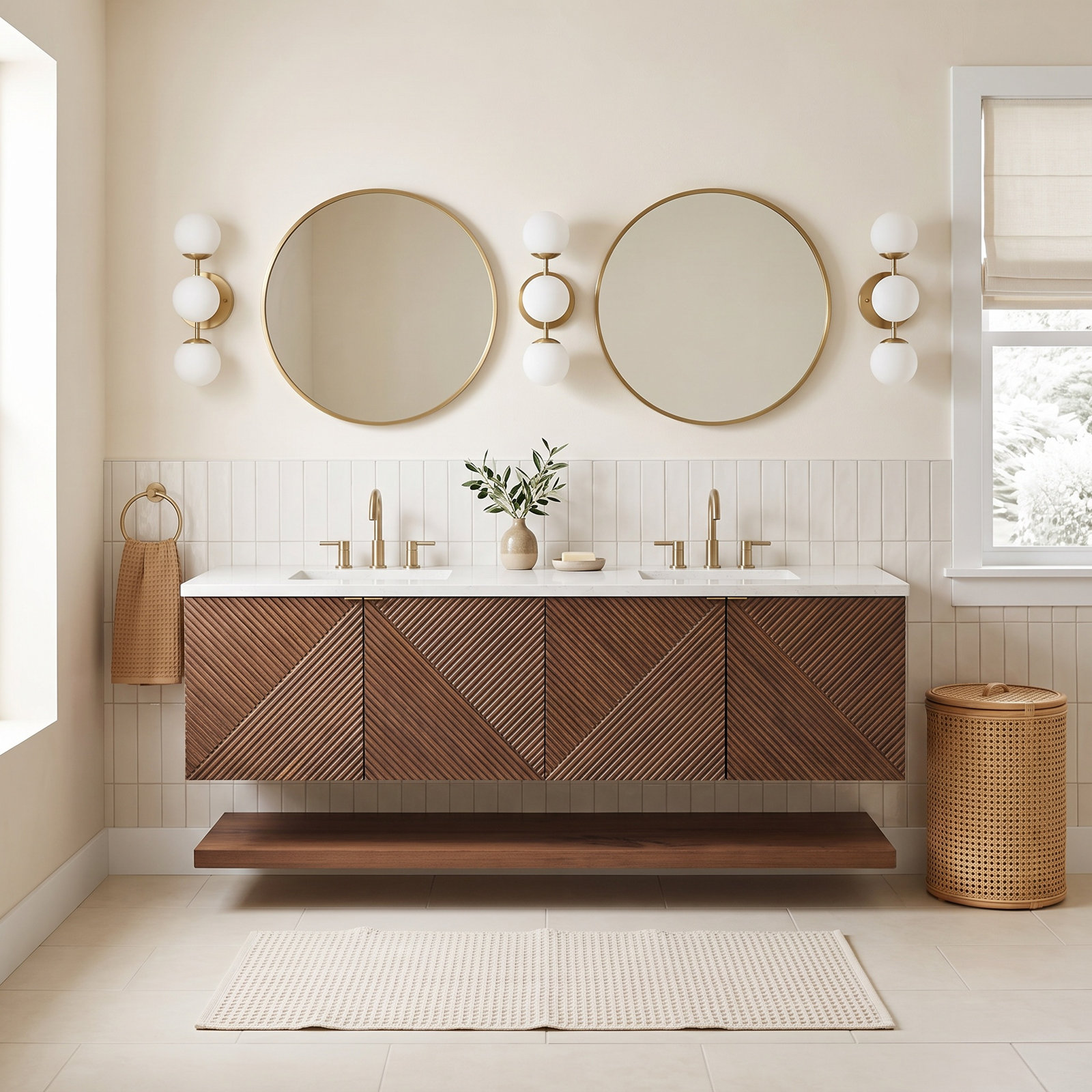 Marcello 72'' Double Bathroom Vanity, Eternal Jasmine Pearl