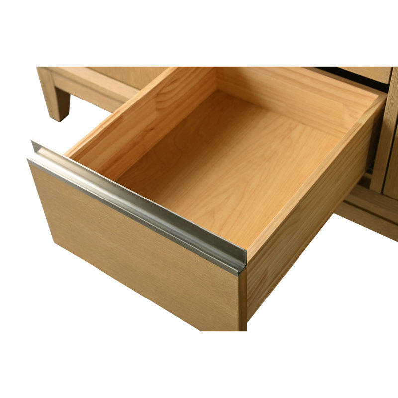 Meuble-lavabo double 60 po avec comptoir, Chêne naturel, Lit double, 72"
