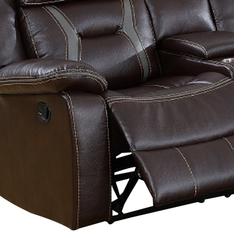 Ensemble de canapé modulaire inclinable électrique 3 pièces, brun foncé