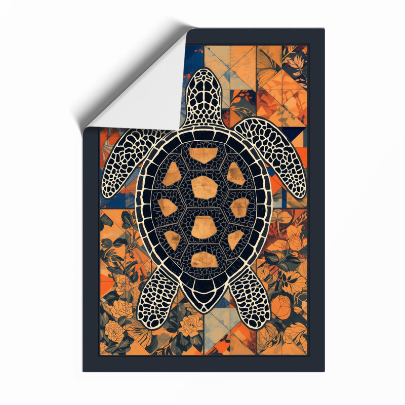 Sea Turtle Geometric - Framed Print, A4 - 29.7 x 21.0 cm, Unframed