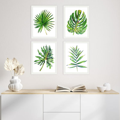 «Tropical Vibrant Green Jungle», impression sur papier 4 pièces