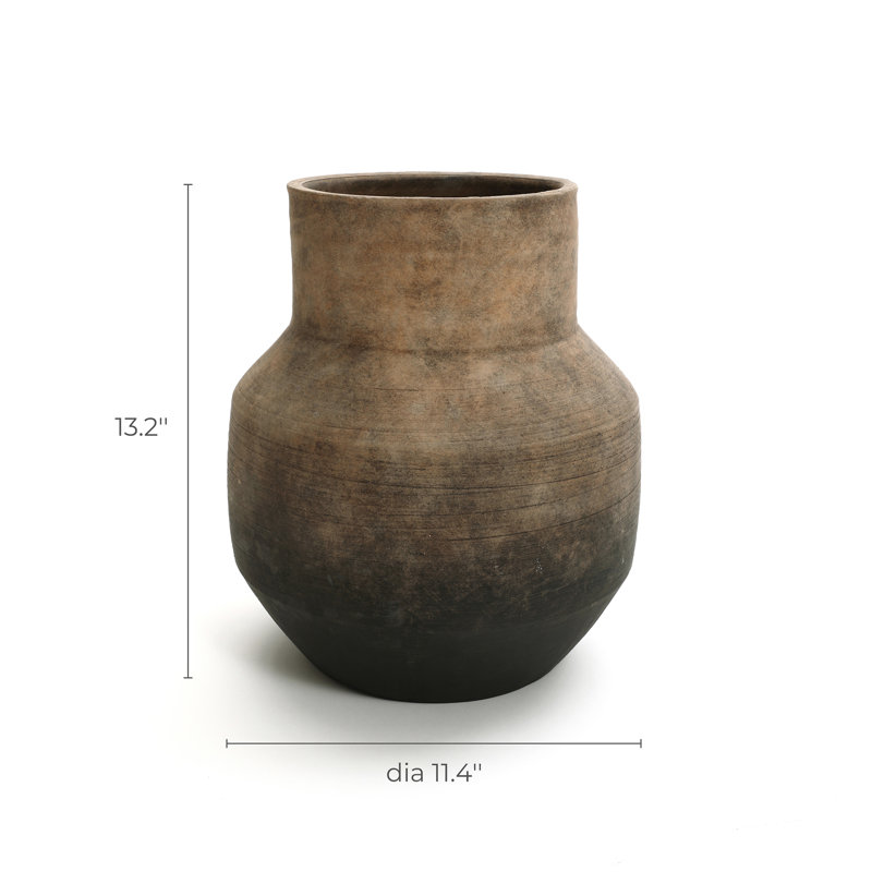 Brown Ombre Terracotta 11.4-Inch Round Bowl Vase