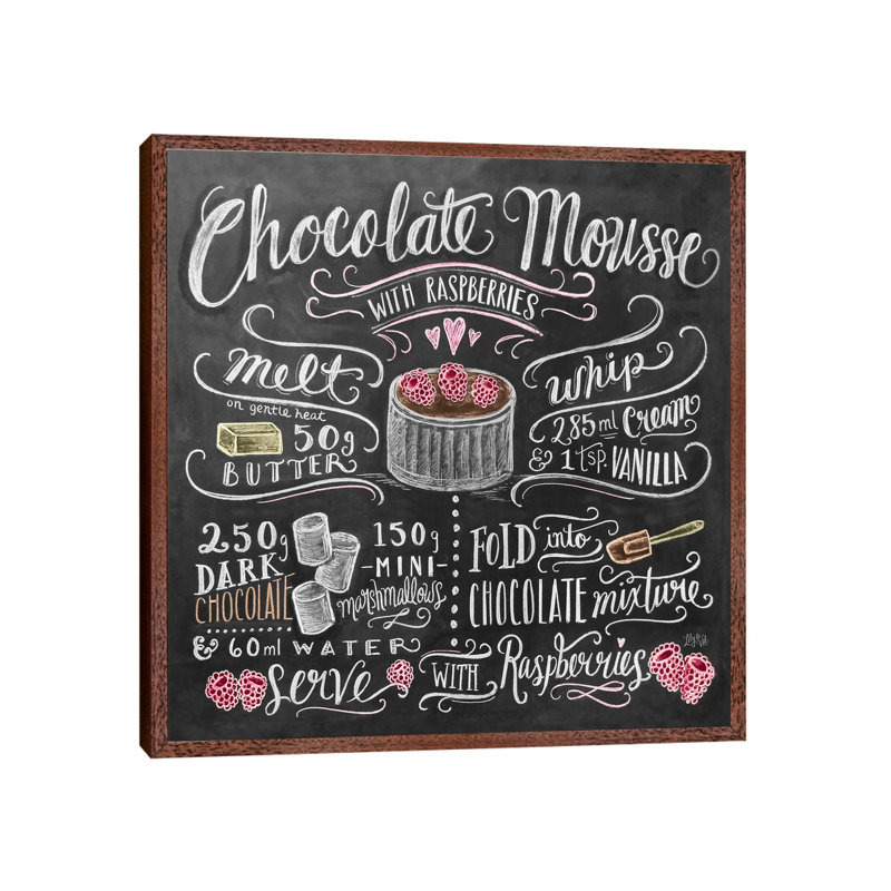 Chocolate Mousse Recipe - Print on Canvas, 66.04cm H x 66.04cm W x 3.81cm D, Classic Brown Wood Floater Framed