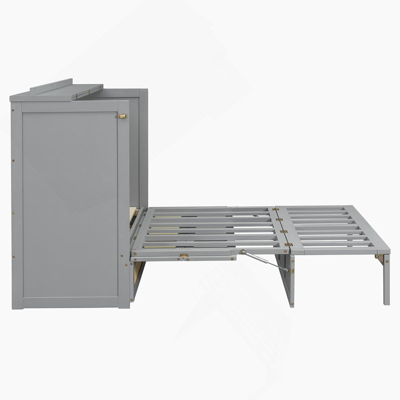 Lit escamotable avec grands tiroirs de rangement Murphy, Gris