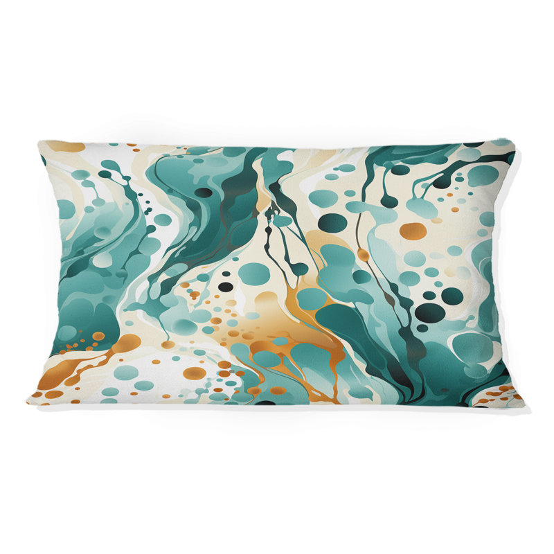 Emerald and Cream Ink Splash - Coussin décoratif imprimé abstrait