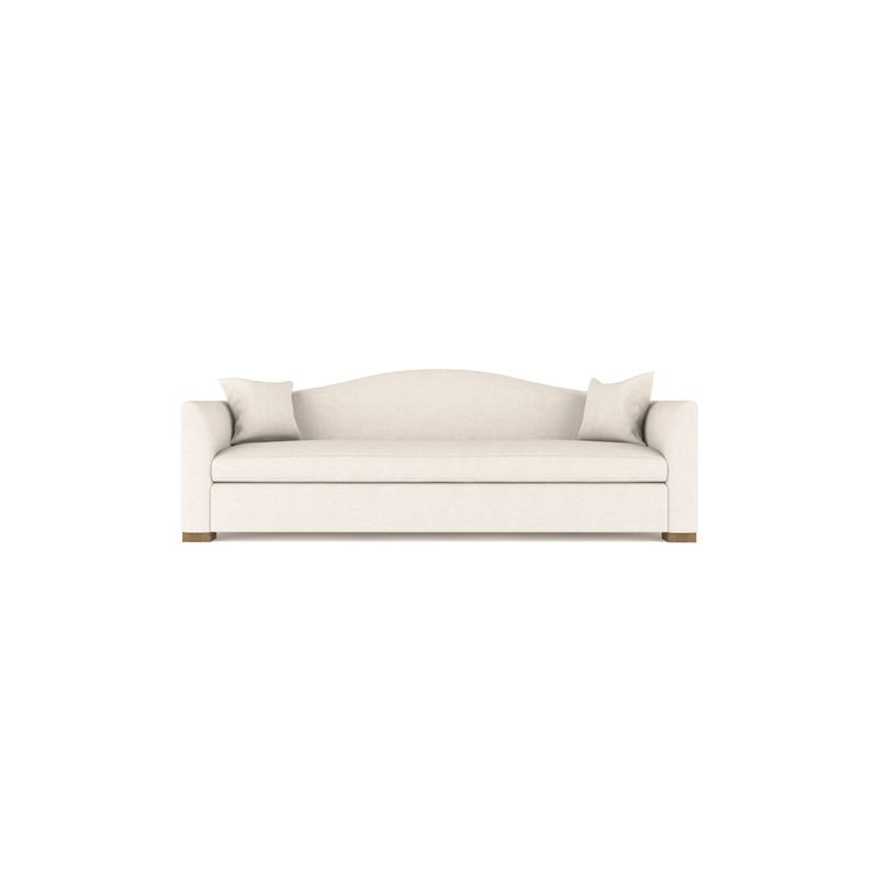 Horatio Camelback Taper Curved-Arm Sofa, 33" H x 96" W x 36" D, Weathered, Box Weave Linen Bluebell
