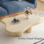 Table basse de 47 po en forme de nuage moderne, bois de qualité supérieure avec texture de travertin, beige