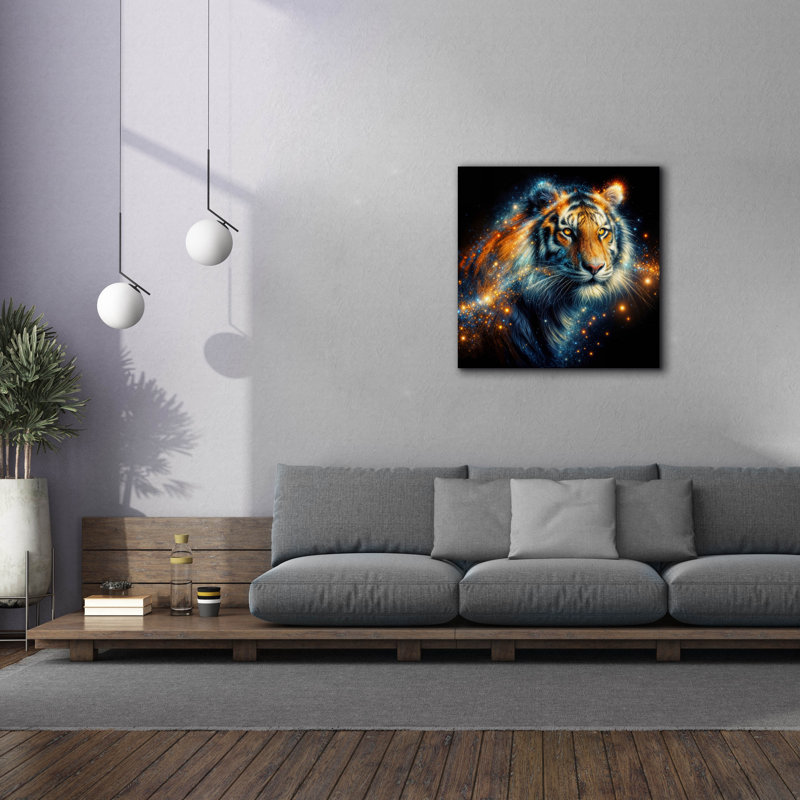  «Tiger Face» par Rey Klimt, art mural sur toile, 18 po x 18 po, 37" H x 37" W