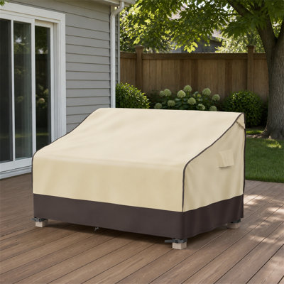Waterproof 2-Seater Patio Sofa Cover, Heavy Duty Outdoor Couch Cover, 58" W x 32" D x 31" H, Brown & Khaki