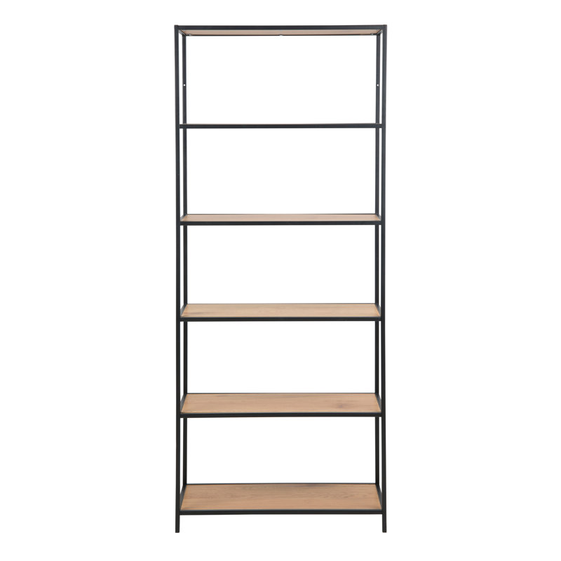 Zakrzewski 185cm H Steel Etagere Bookcase, Oak