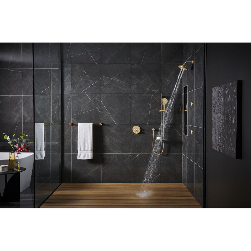 Massage Rain Shower Head, Brushed Cool Sunrise
