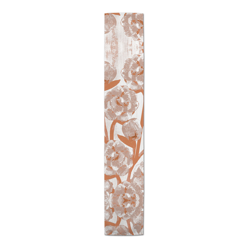 Peachy Flower Pattern 4 Table Runner, 72" L x 16" W