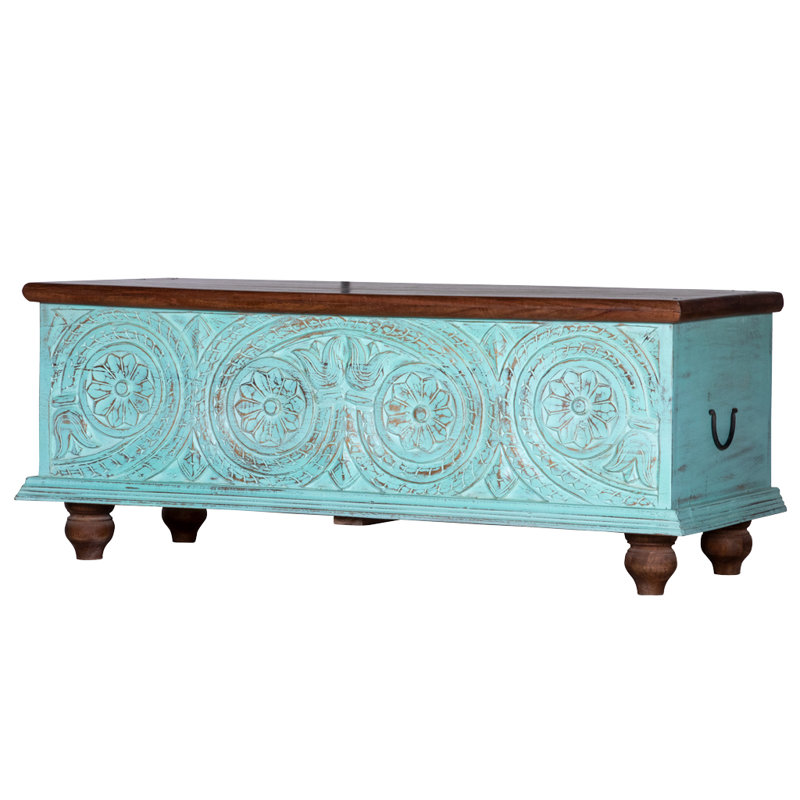 Santillo Solid Wood Blanket Chest, Distressed Green