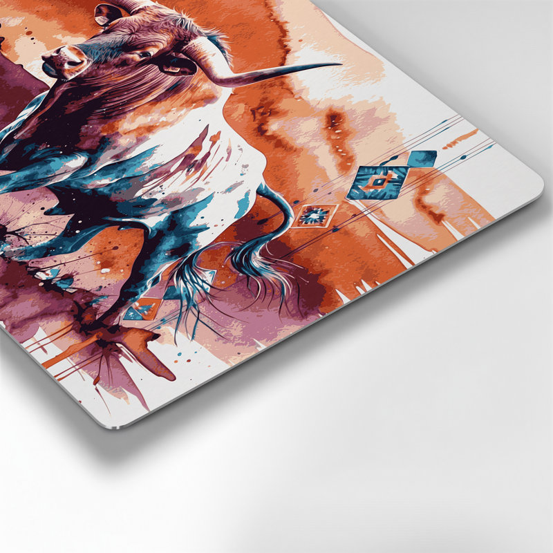 «Southwestern Cowboy Ranch Animal» 77, art mural en métal rose