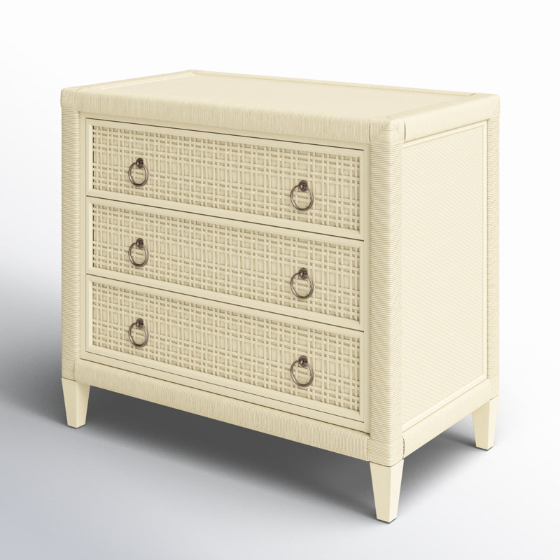 Naples 3 Drawer 36" W Dresser, Bisque, No, Satin Nickel