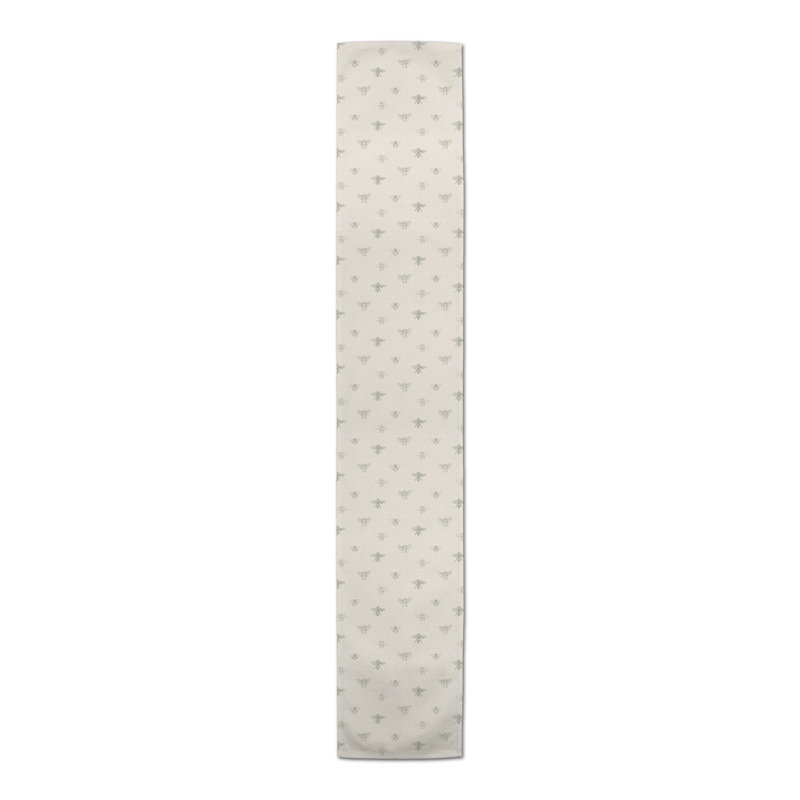 Rectangular Floral Table Runner, Gray/Cream, 90" x 16"