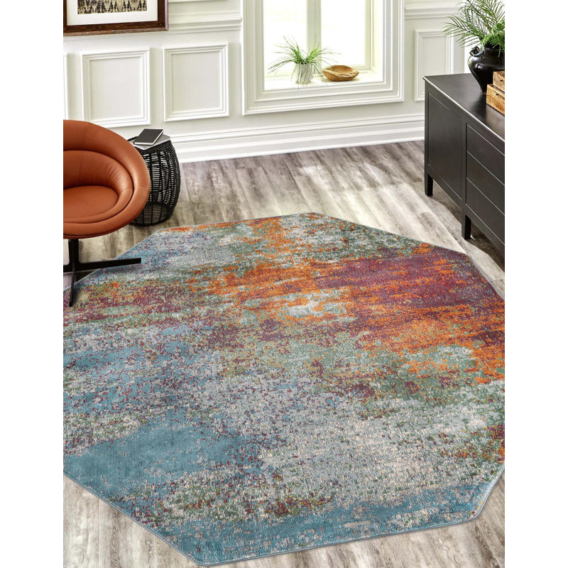 Haefner Abstract Indoor Rug, Octagon 4' x 4'