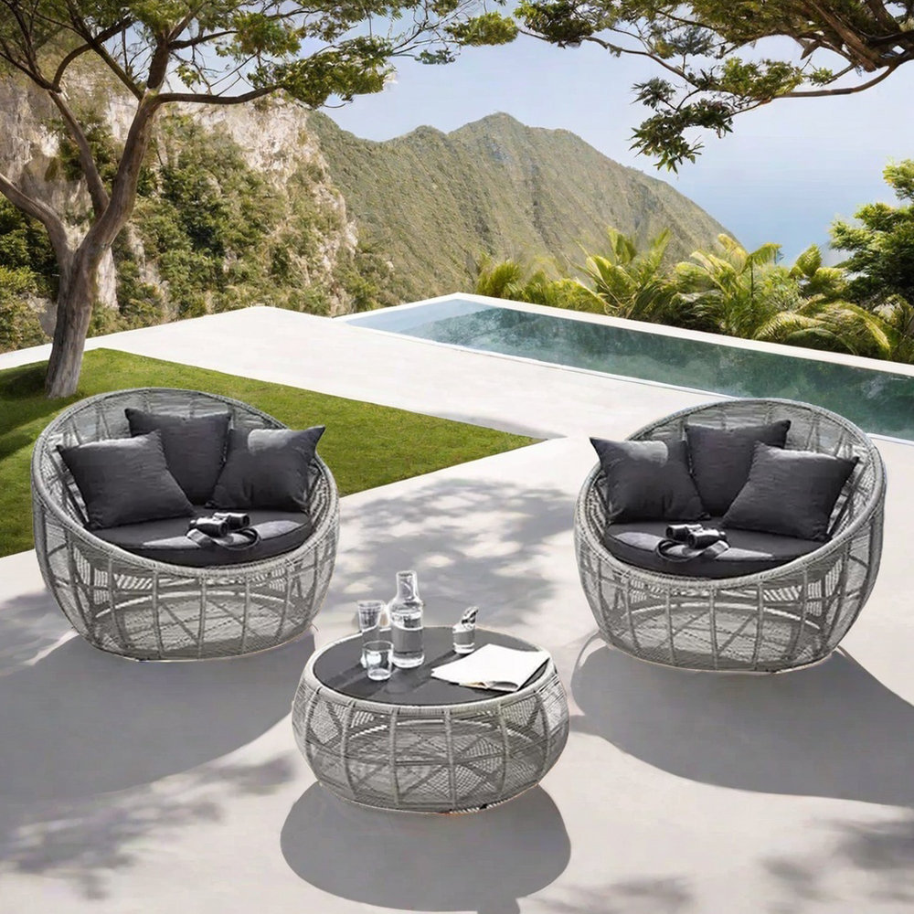 A Zoetic Home PE rattan waterproof patio sofa set - Wayfair Canada