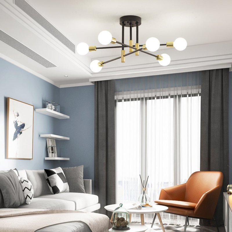 Black and Gold 6-Light Sputnik Chandelier
