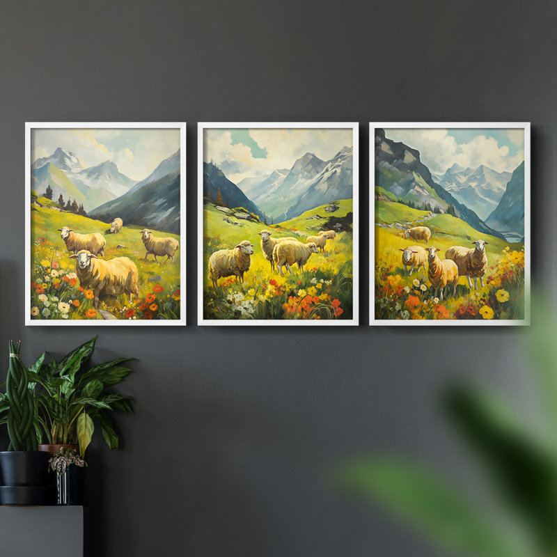 Lanscape Study Series CV -Set of 3 Fric Giclee Prints -Prêt à accrocher, Cadre blanc, H 10 po x l 8 po